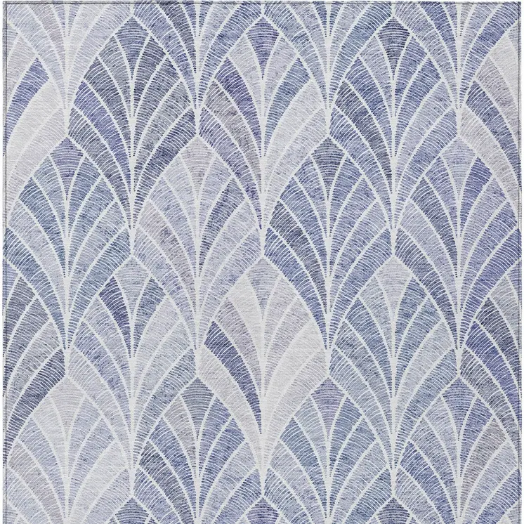 10' X 14' Denim Blue And Sky Blue Geometric Washable Indoor Outdoor Area Rug