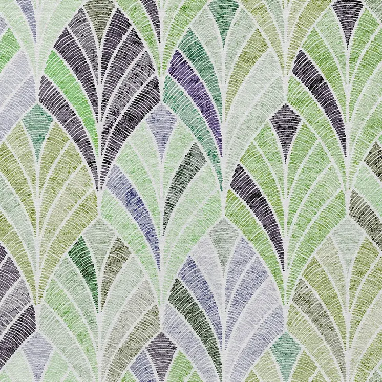 3' X 5' Artichoke Green And Mint Green Geometric Washable Indoor Outdoor Area Rug