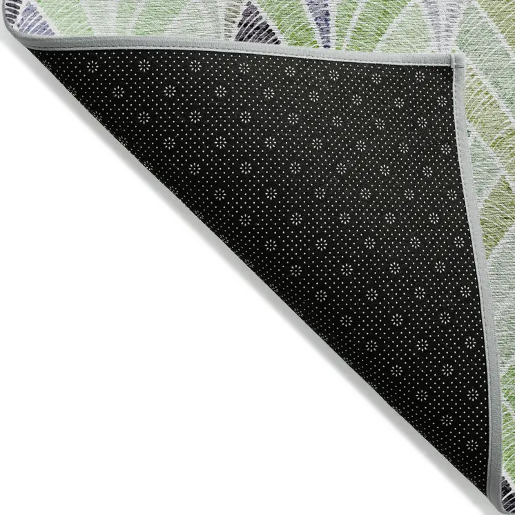 9' X 12' Artichoke Green And Mint Green Geometric Washable Indoor Outdoor Area Rug