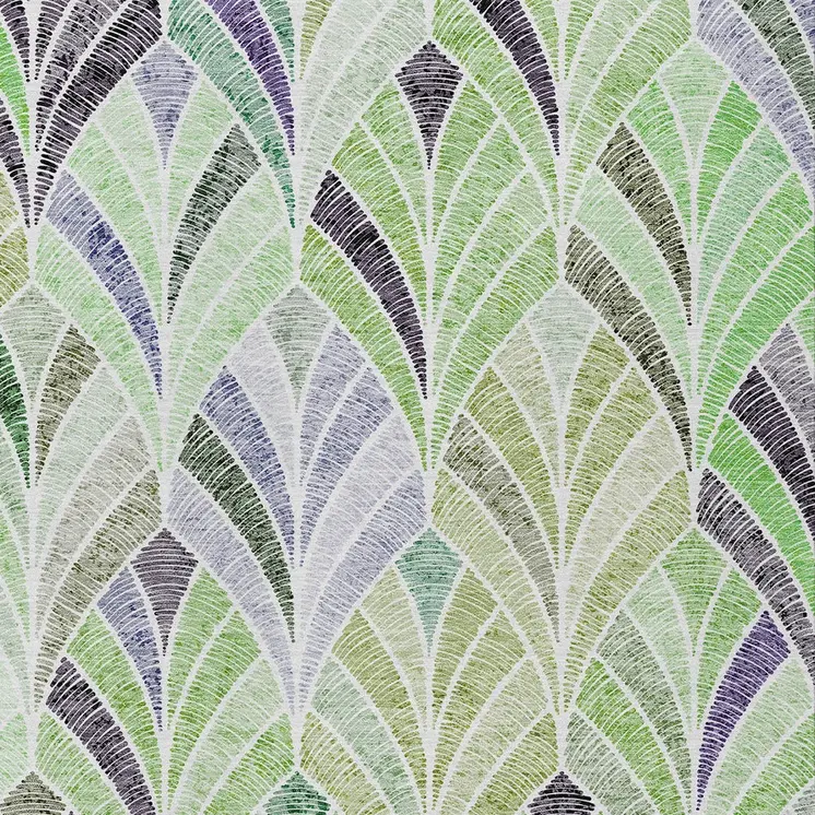 9' X 12' Artichoke Green And Mint Green Geometric Washable Indoor Outdoor Area Rug