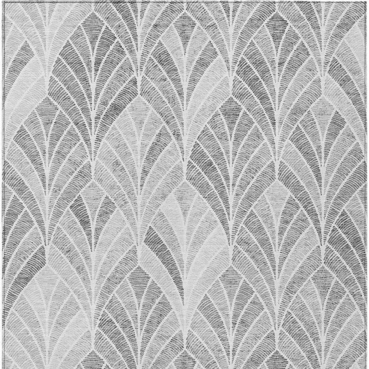 5' X 8' Gray Charcoal And Ivory Geometric Washable Indoor Outdoor Area Rug