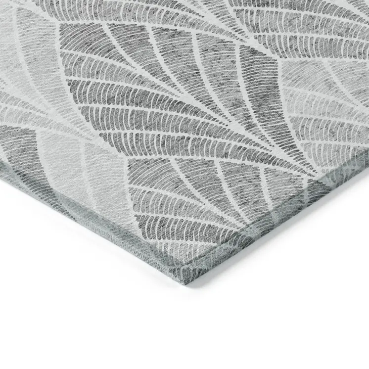 10' X 14' Gray Charcoal And Ivory Geometric Washable Indoor Outdoor Area Rug