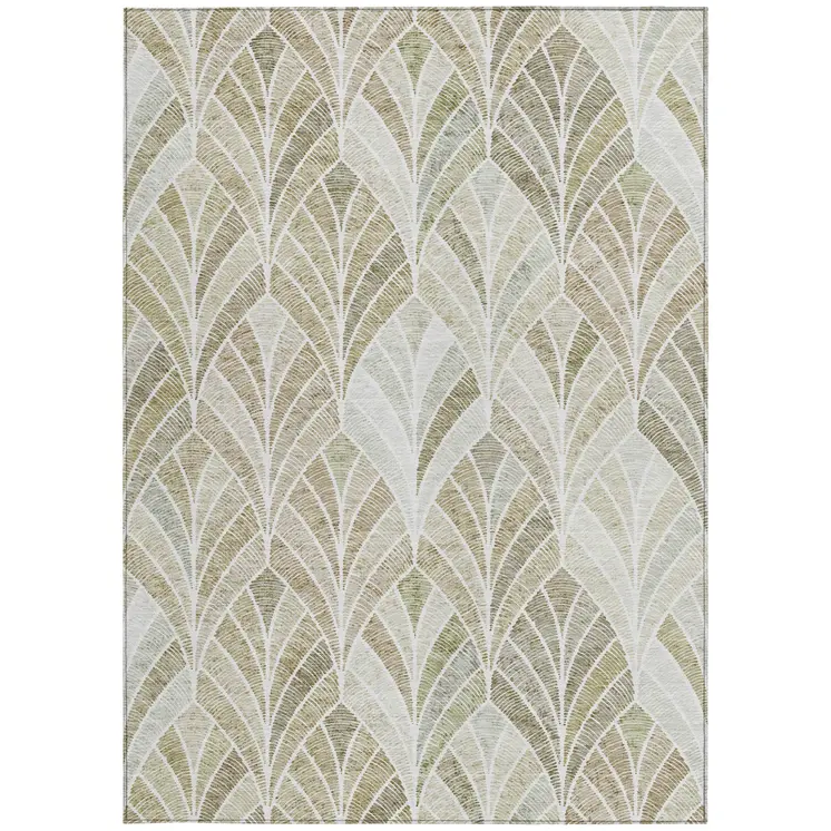 3' X 5' Khaki Tan And Beige Geometric Washable Indoor Outdoor Area Rug
