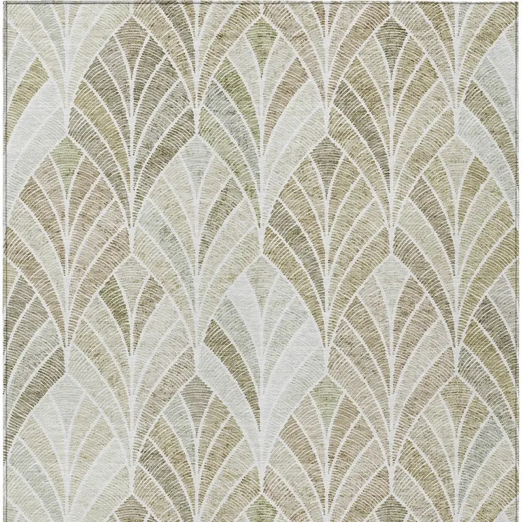 3' X 5' Khaki Tan And Beige Geometric Washable Indoor Outdoor Area Rug