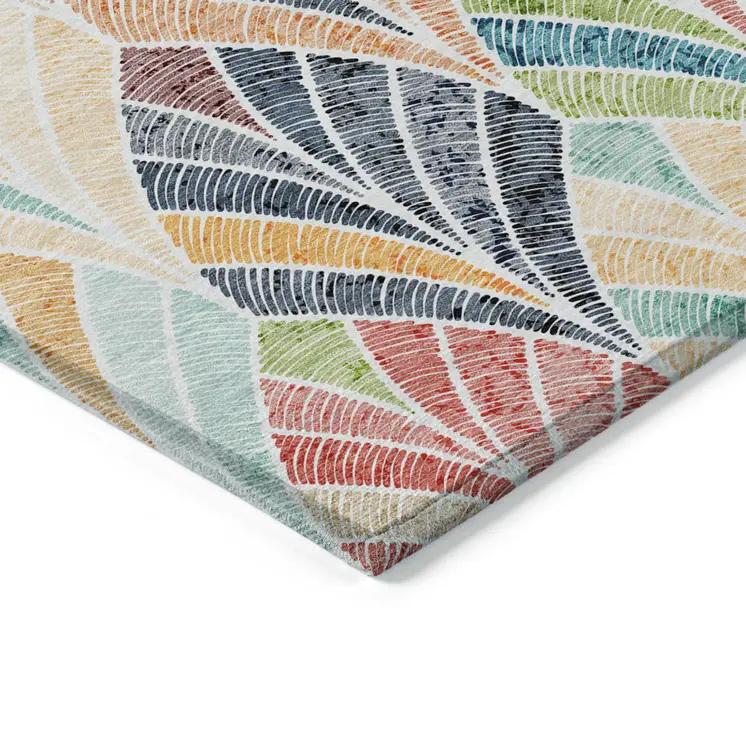 9' X 12' Orange Copper And Gold Geometric Washable Indoor Outdoor Area Rug