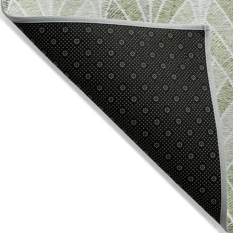5' X 8' Sage Artichoke Green And Mint Green Geometric Washable Indoor Outdoor Area Rug