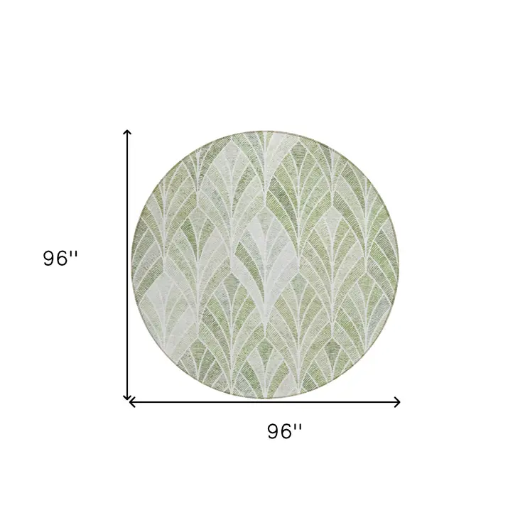 8' Sage Artichoke Green And Mint Green Round Geometric Washable Indoor Outdoor Area Rug