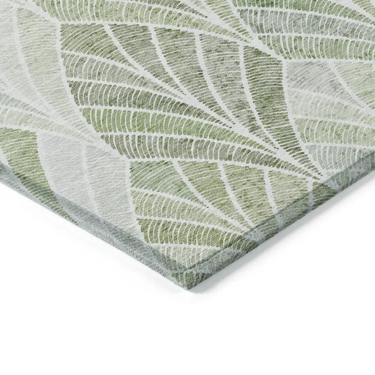 9' X 12' Sage Artichoke Green And Mint Green Geometric Washable Indoor Outdoor Area Rug