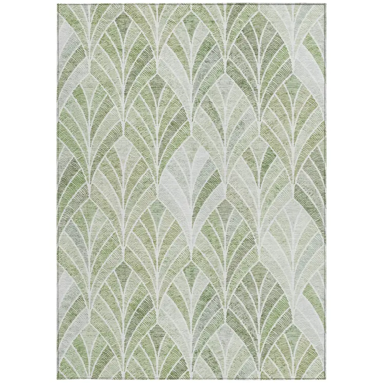 10' X 14' Sage Artichoke Green And Mint Green Geometric Washable Indoor Outdoor Area Rug