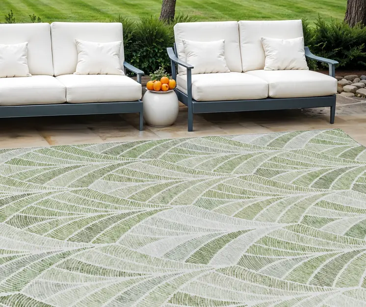 10' X 14' Sage Artichoke Green And Mint Green Geometric Washable Indoor Outdoor Area Rug