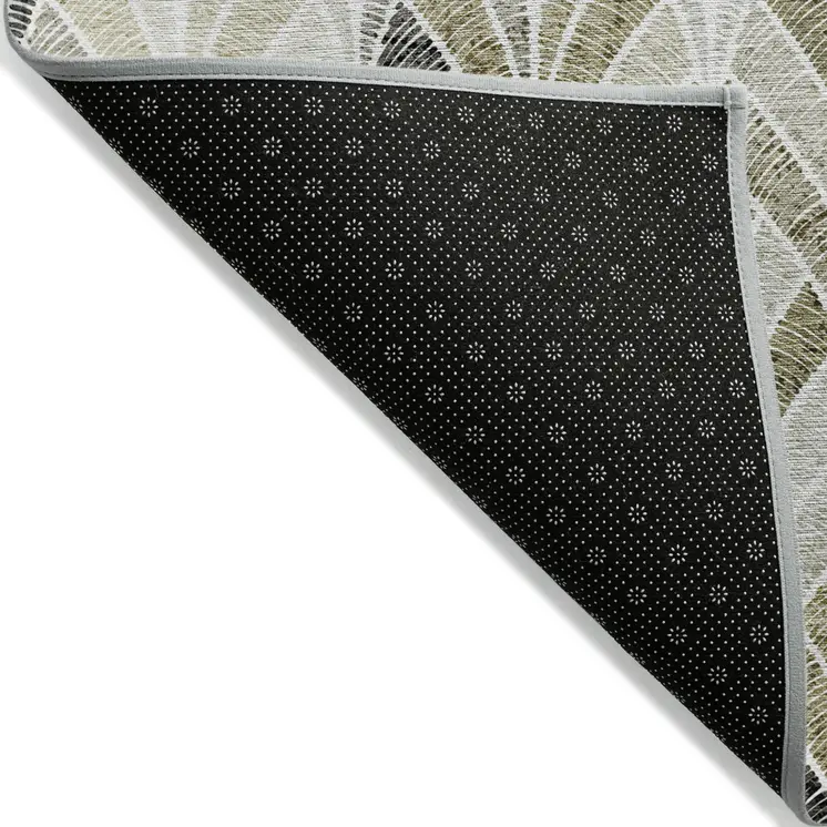 9' X 12' Taupe Ivory And Brown Geometric Washable Indoor Outdoor Area Rug