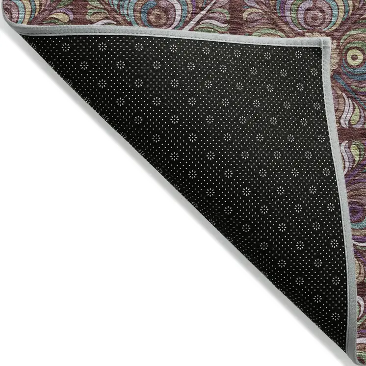 10' X 14' Orange Purple And Teal Blue Medallion Washable Indoor Outdoor Area Rug