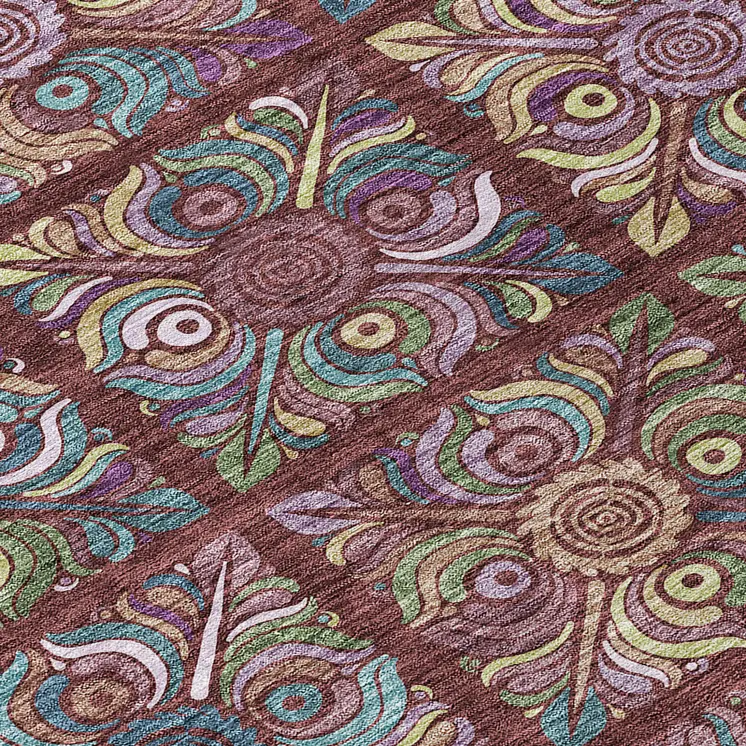 10' X 14' Orange Purple And Teal Blue Medallion Washable Indoor Outdoor Area Rug