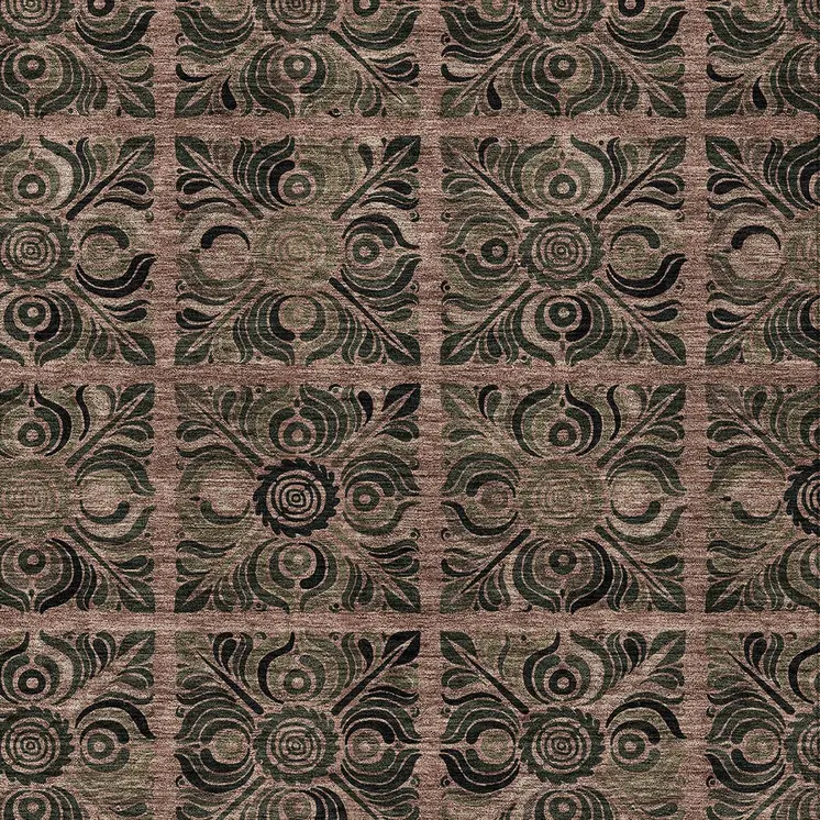 5' X 8' Orange Copper And Charcoal Medallion Washable Indoor Outdoor Area Rug