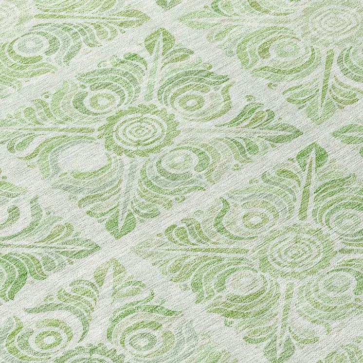 8' Artichoke Green And Mint Green Round Medallion Washable Indoor Outdoor Area Rug