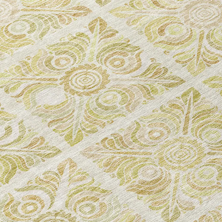 8' Beige And Tan Round Medallion Washable Indoor Outdoor Area Rug