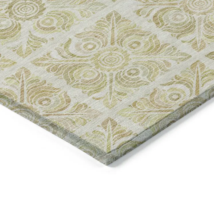 8' X 10' Beige And Tan Medallion Washable Indoor Outdoor Area Rug