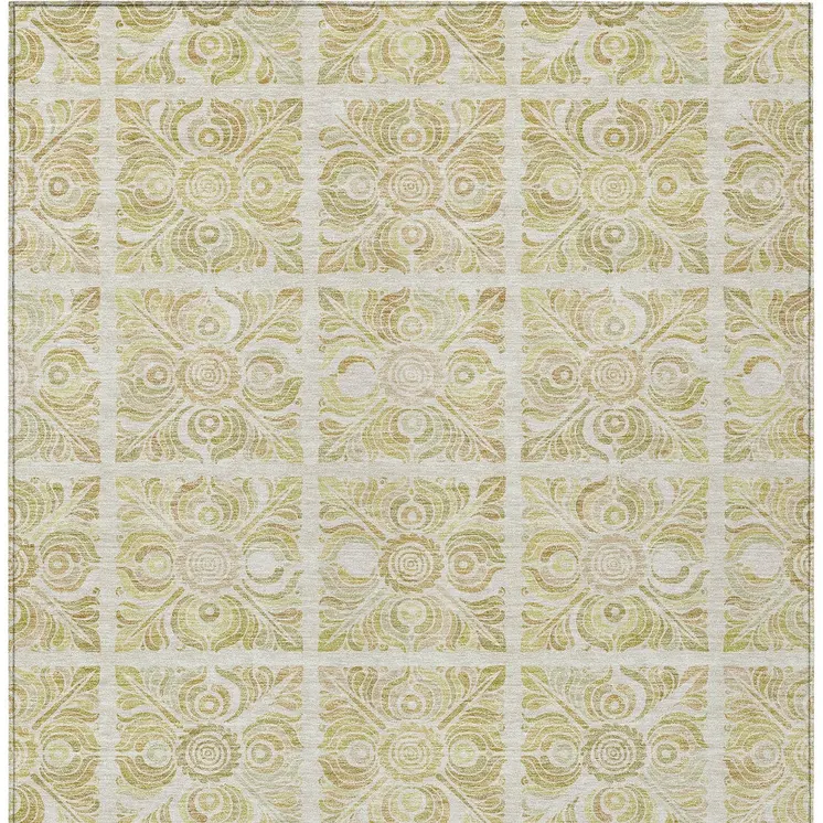 8' X 10' Beige And Tan Medallion Washable Indoor Outdoor Area Rug