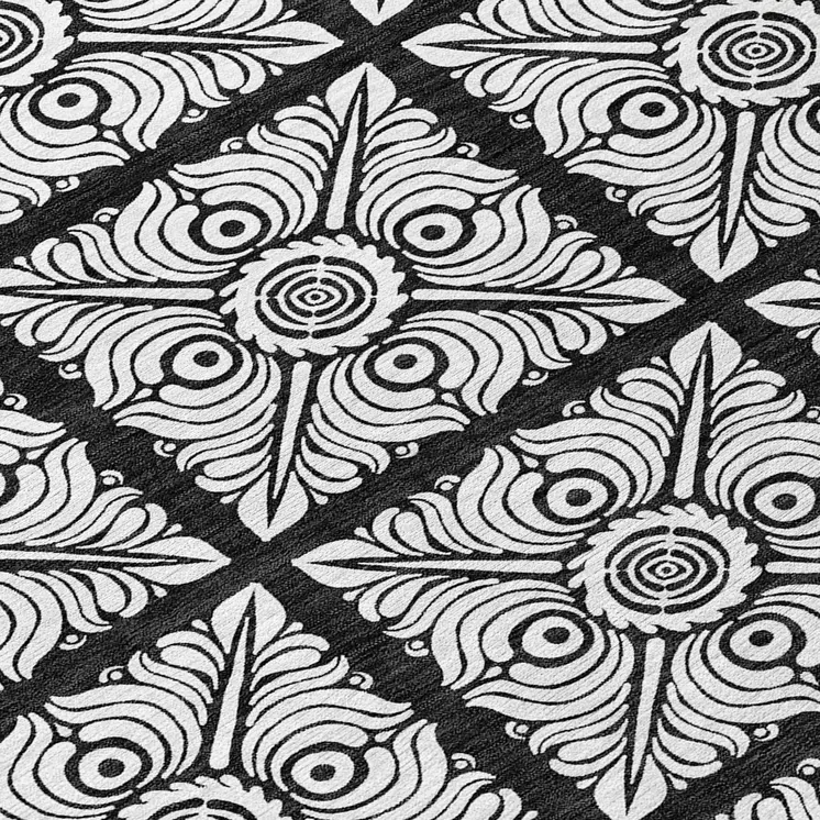 5' X 8' Black Ivory And Gray Medallion Washable Indoor Outdoor Area Rug