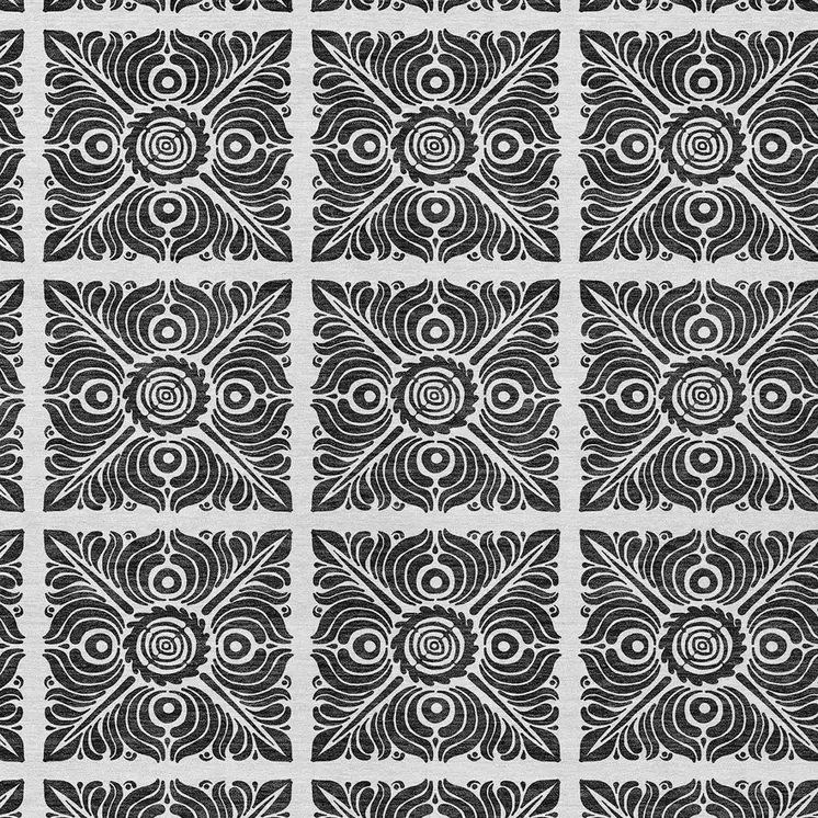 8' X 10' Ivory And Black Medallion Washable Indoor Outdoor Area Rug