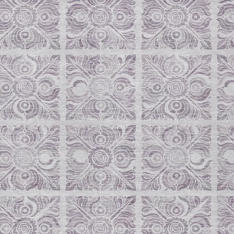 5' X 8' Lavender And Silver Medallion Washable Indoor Outdoor Area Rug