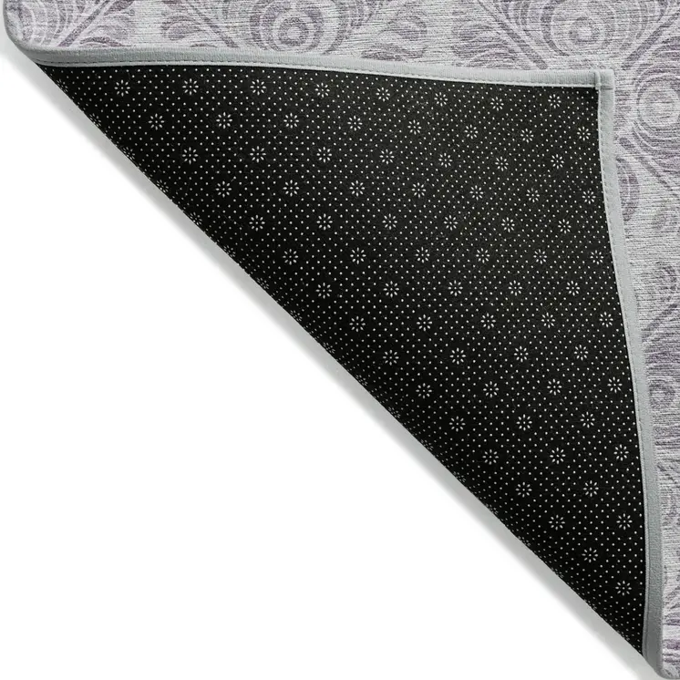 8' X 10' Lavender And Silver Medallion Washable Indoor Outdoor Area Rug