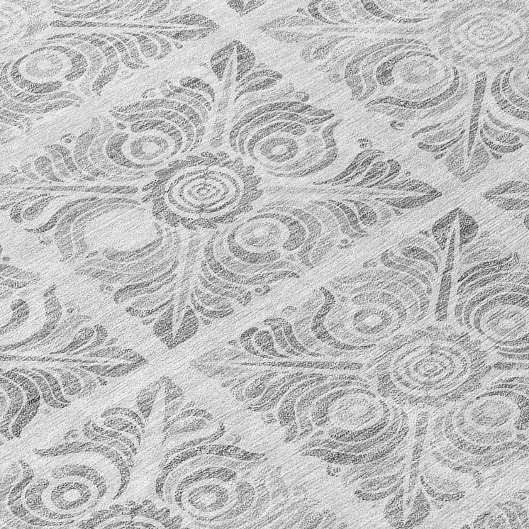 8' Silver And Gray Round Medallion Washable Indoor Outdoor Area Rug