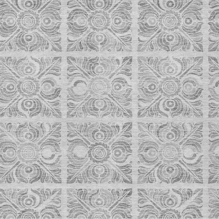 9' X 12' Silver And Gray Medallion Washable Indoor Outdoor Area Rug