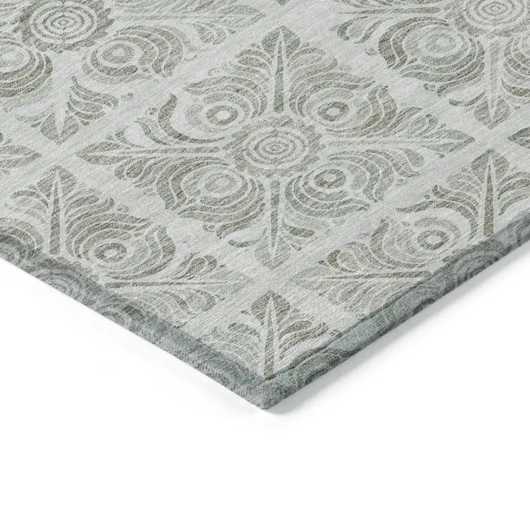 8' X 10' Taupe Beige And Tan Medallion Washable Indoor Outdoor Area Rug