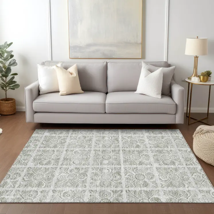 8' X 10' Taupe Beige And Tan Medallion Washable Indoor Outdoor Area Rug
