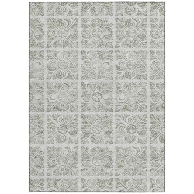 10' X 14' Taupe Beige And Tan Medallion Washable Indoor Outdoor Area Rug
