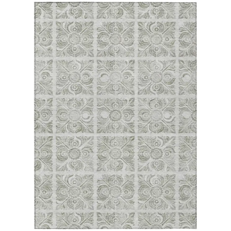 10' X 14' Taupe Beige And Tan Medallion Washable Indoor Outdoor Area Rug