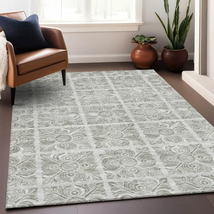 10' X 14' Taupe Beige And Tan Medallion Washable Indoor Outdoor Area Rug