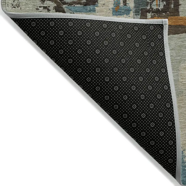 3' X 5' Beige Brown And Copper Geometric Washable Indoor Outdoor Area Rug