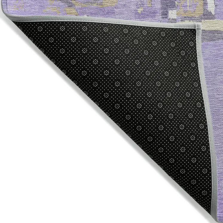 10' X 14' Lavender Lilac And Purple Geometric Washable Indoor Outdoor Area Rug