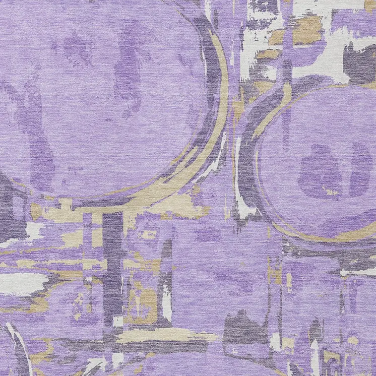 10' X 14' Lavender Lilac And Purple Geometric Washable Indoor Outdoor Area Rug