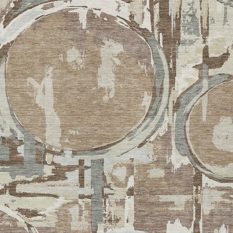 9' X 12' Brown Taupe And Beige Geometric Washable Indoor Outdoor Area Rug