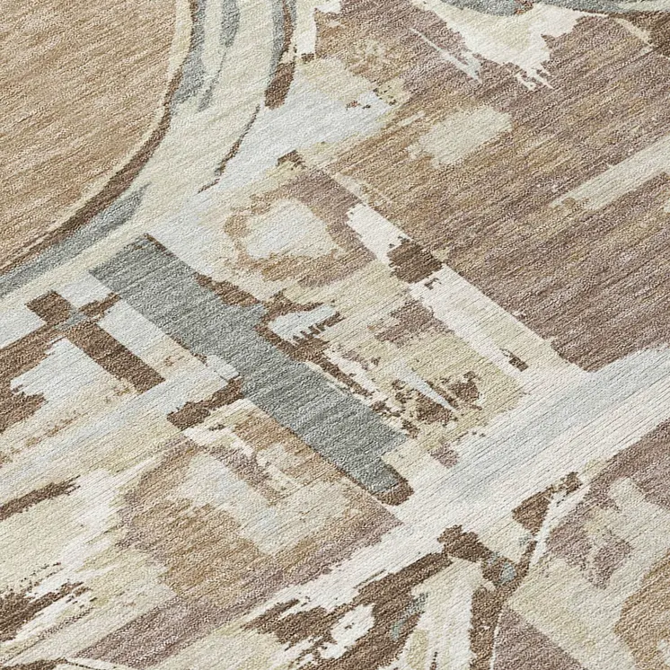 10' X 14' Brown Taupe And Beige Geometric Washable Indoor Outdoor Area Rug