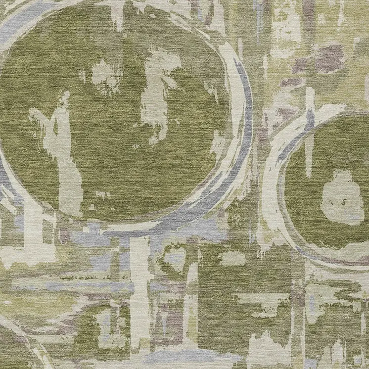 3' X 5' Olive Green Gray And Beige Geometric Washable Indoor Outdoor Area Rug
