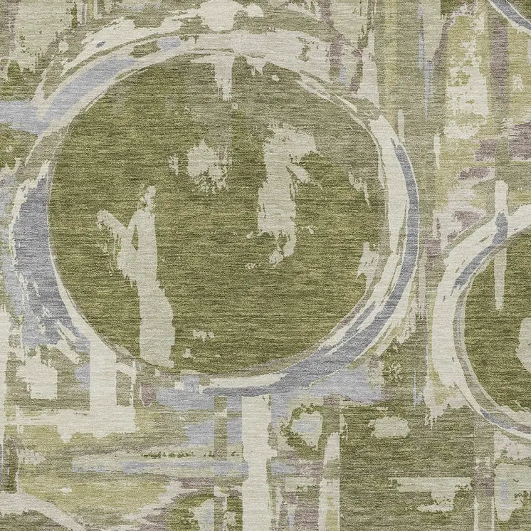 8' X 10' Olive Green Gray And Beige Geometric Washable Indoor Outdoor Area Rug