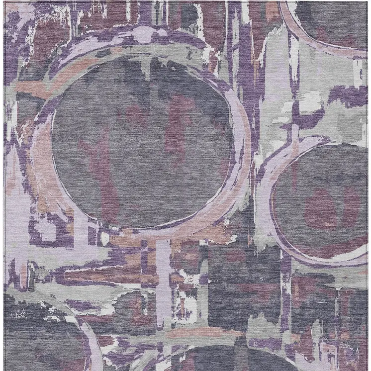 3' X 5' Purple Lavender And Plum Geometric Washable Indoor Outdoor Area Rug
