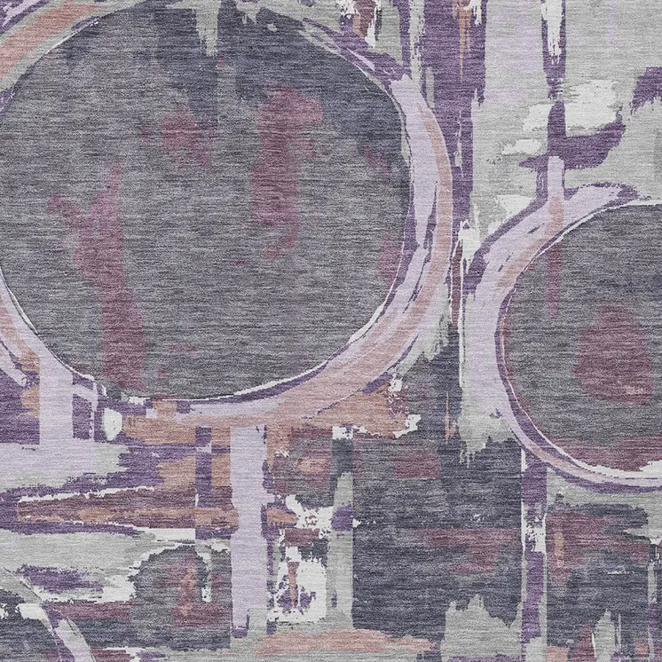 3' X 5' Purple Lavender And Plum Geometric Washable Indoor Outdoor Area Rug