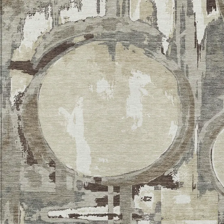 5' X 8' Tan Taupe And Beige Geometric Washable Indoor Outdoor Area Rug
