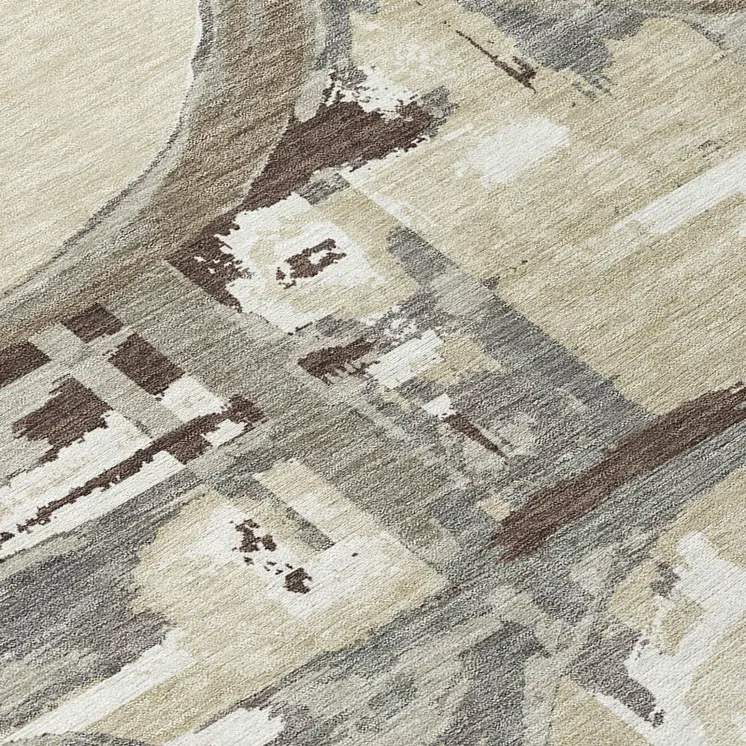 5' X 8' Tan Taupe And Beige Geometric Washable Indoor Outdoor Area Rug