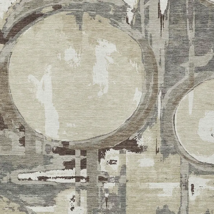 10' X 14' Tan Taupe And Beige Geometric Washable Indoor Outdoor Area Rug