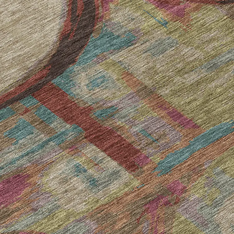 3' X 5' Taupe Beige And Blush Geometric Washable Indoor Outdoor Area Rug