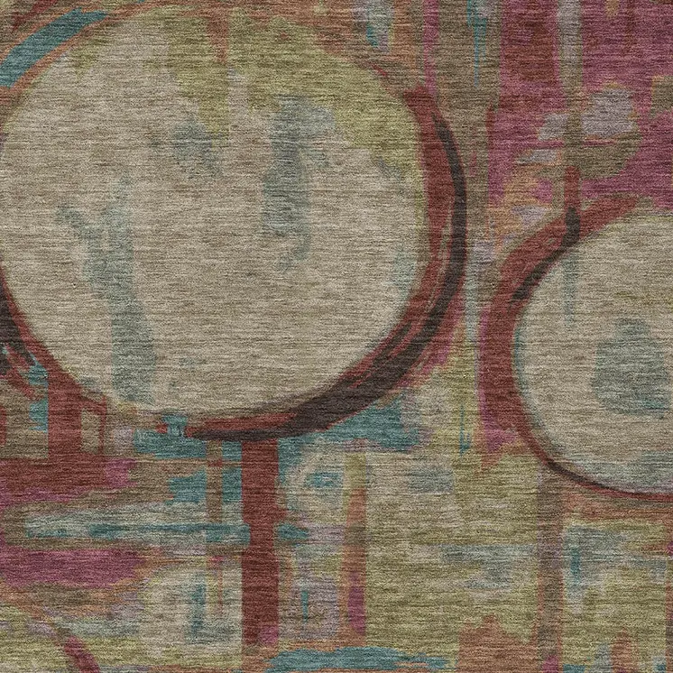 9' X 12' Taupe Beige And Blush Geometric Washable Indoor Outdoor Area Rug