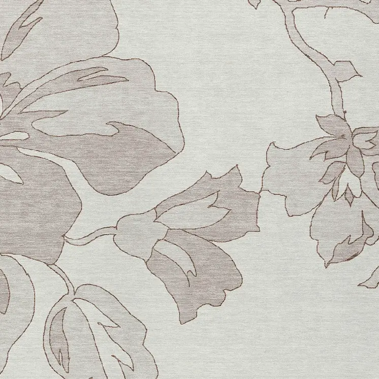 3' X 5' Ivory Beige And Taupe Floral Washable Indoor Outdoor Area Rug