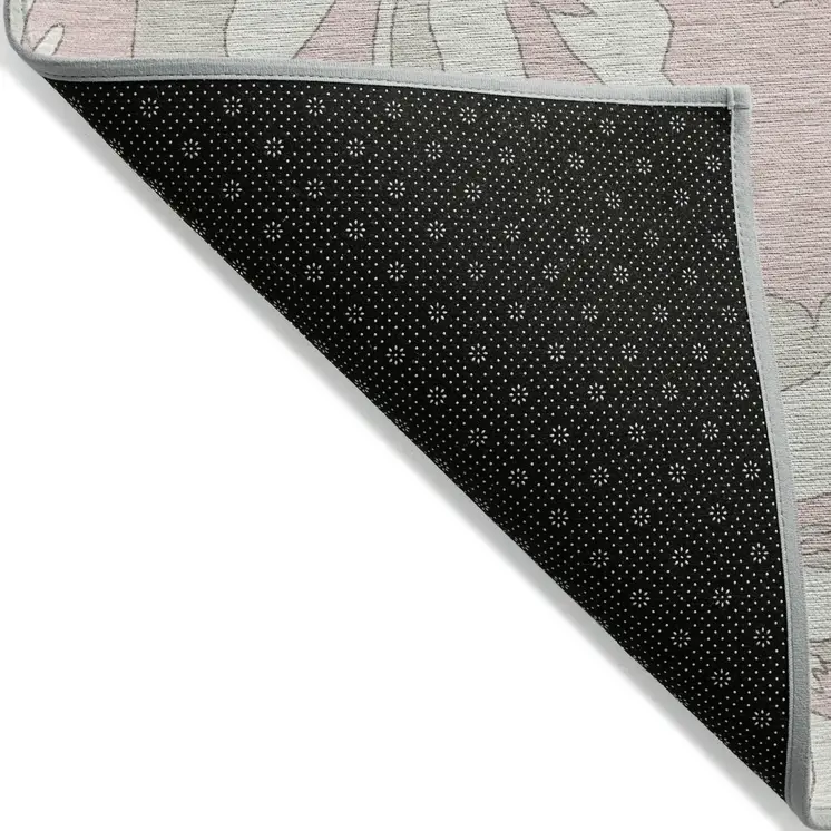 8' X 10' Pink Ivory And Beige Floral Washable Indoor Outdoor Area Rug