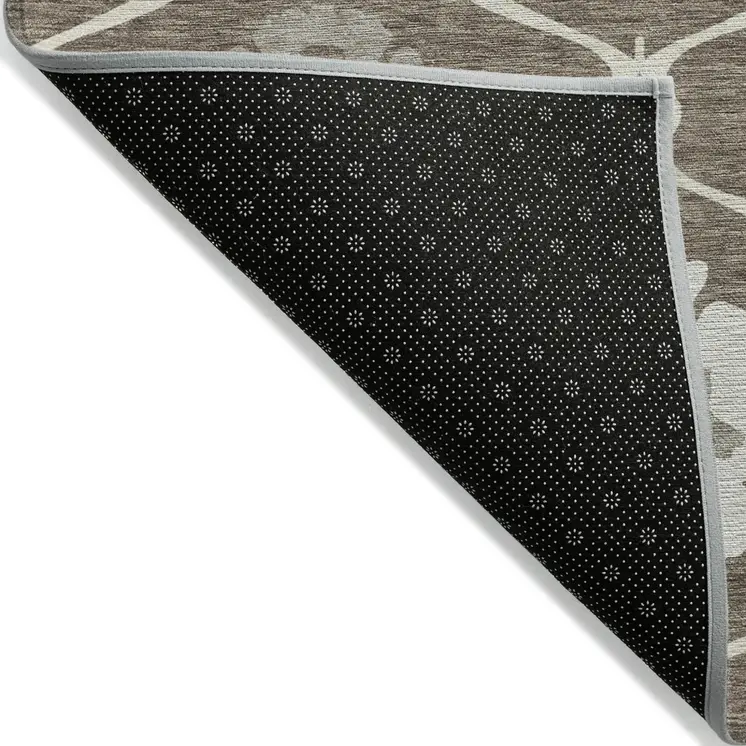 9' X 12' Brown Beige And Taupe Medallion Washable Indoor Outdoor Area Rug